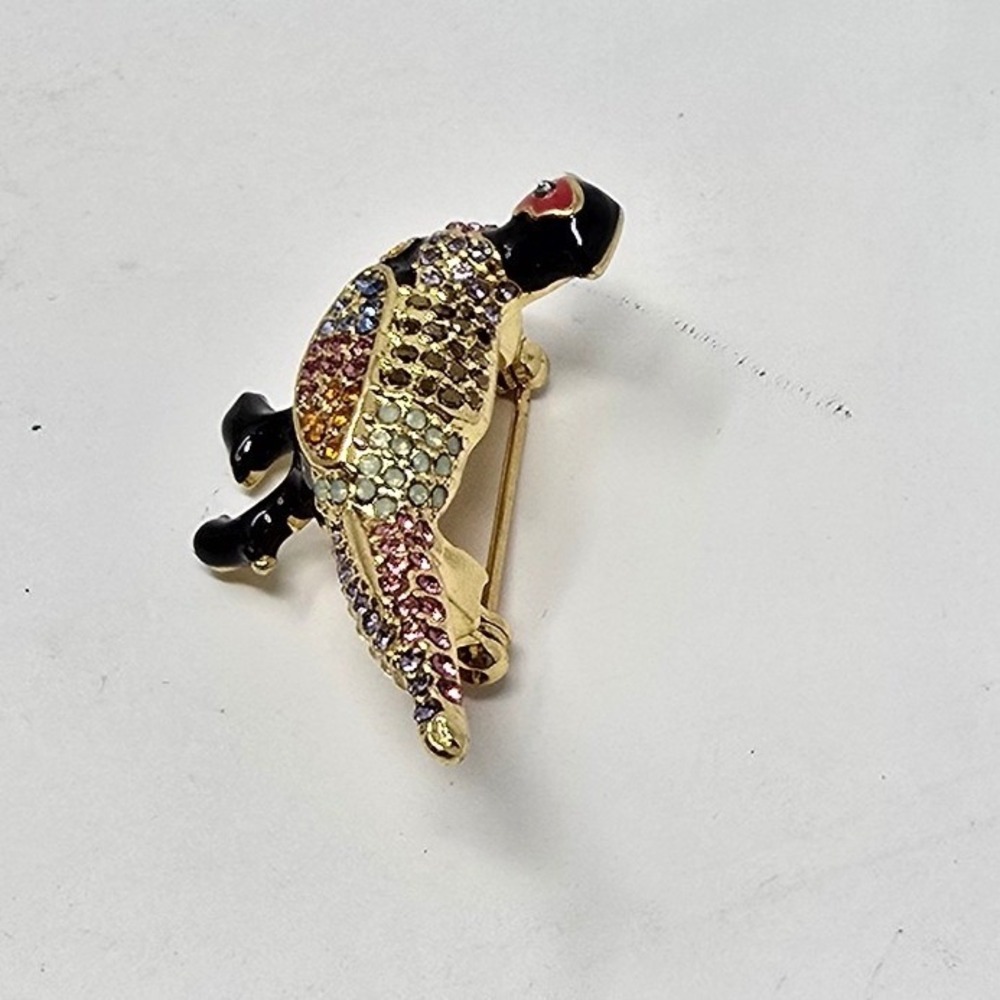 Talbots Pheasant bird brooch enamel multicolor rhinestones signed cabincore - Picture 3 of 6